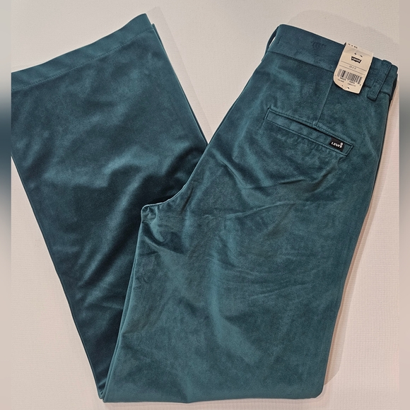 Levis Trouser Pants Womens Baggy 28x31 Green 70s Leisure Suit Loungewear Bottom - Picture 7 of 12